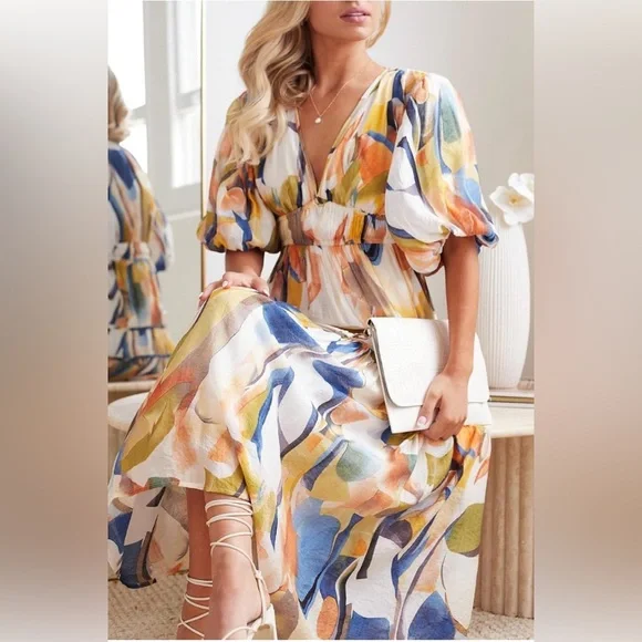 princess polly baby blue dress Women's Kaftan Dress, Casual Modest Bohemian Style Long Sleeve Max Dress  for Beach Vacation Holiday, Dresses for Women, Modesty Ladies Maxi Clothes  for All Seasons, Caftan, Boho Casual Kaftan main image 1